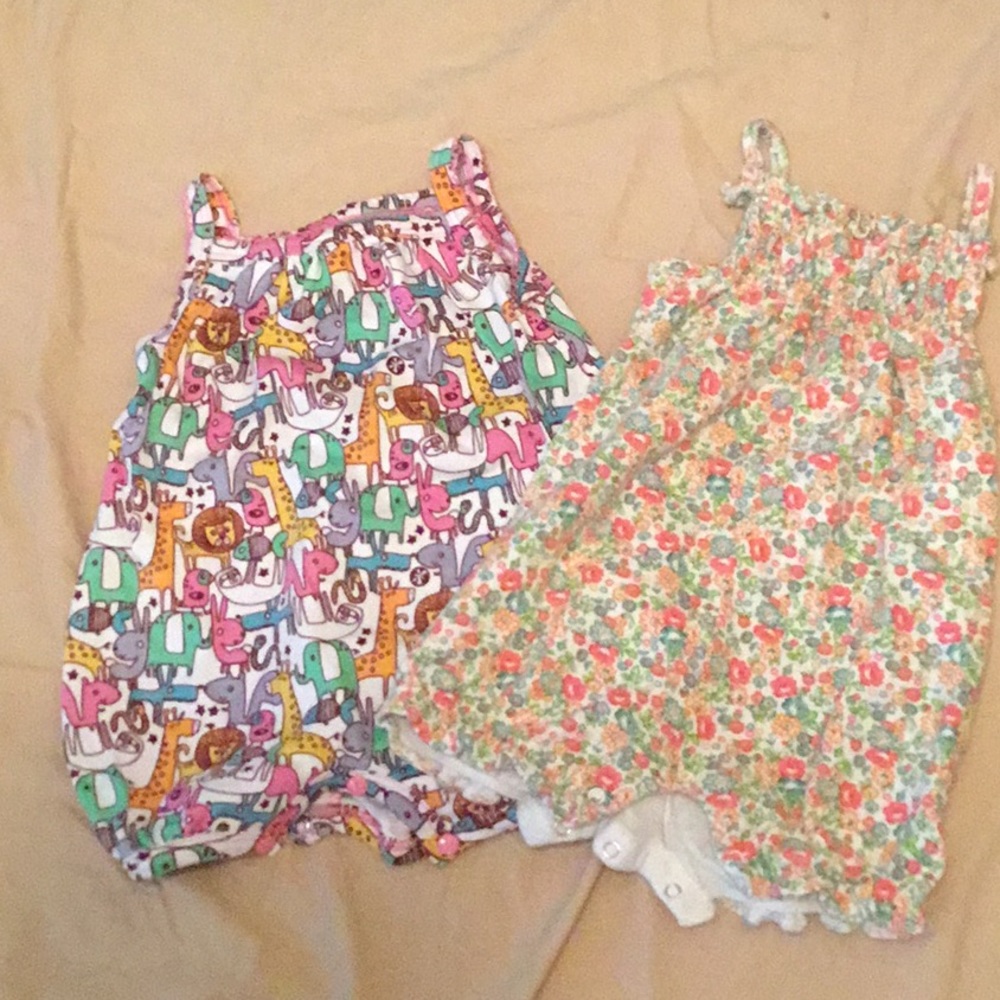 2 little girl rompers
